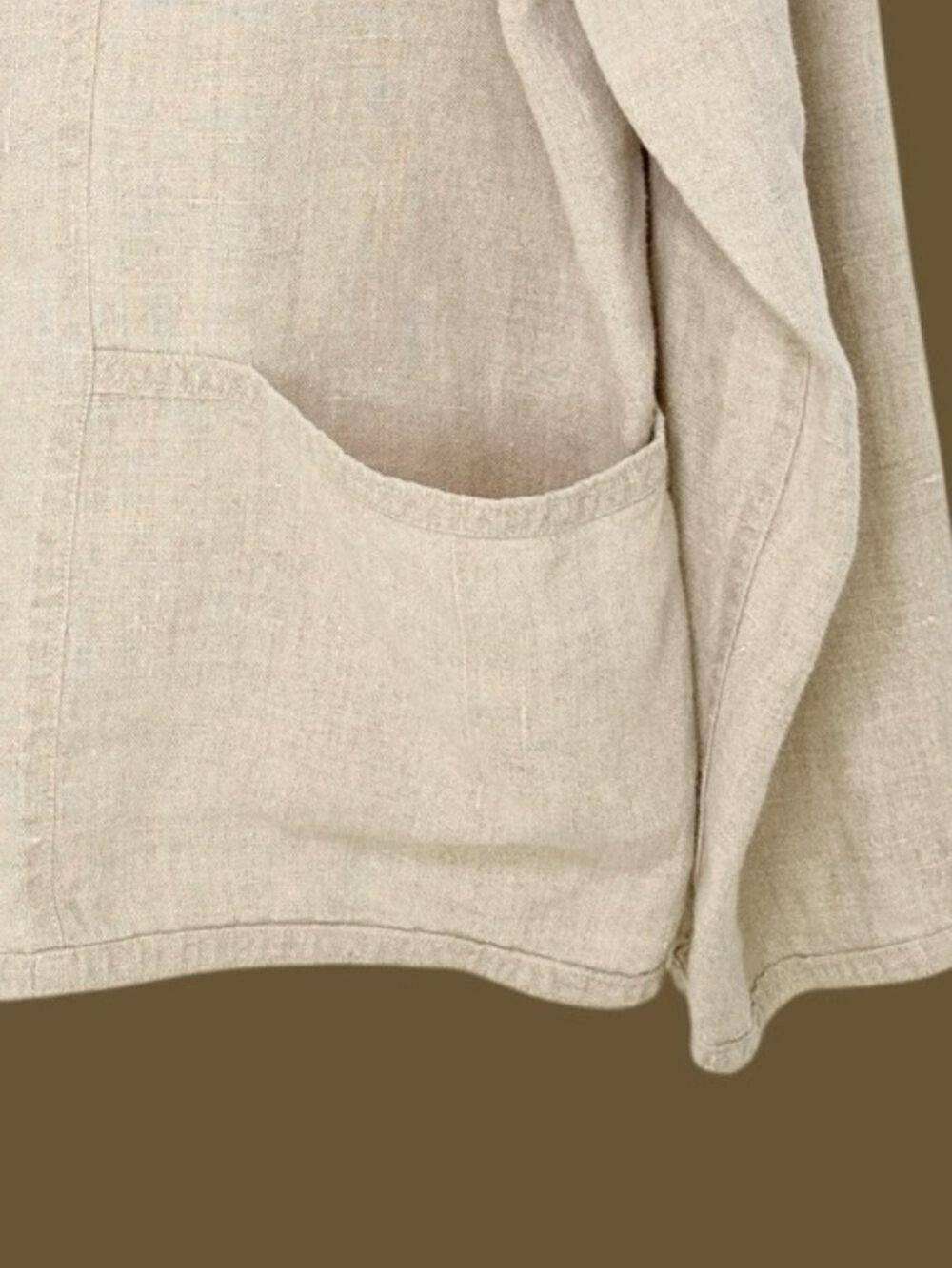 Vtg Angelheart Designs FLAX 100% Linen Oversized Lagom Blazer Lagenlook USA L - Picture 7 of 10